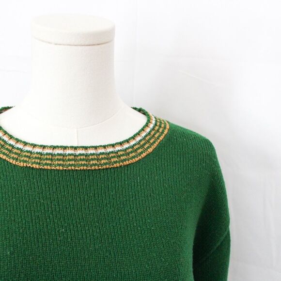 Vtg Women's Lamplighter Green and Gold Long Sleeve Crewneck Duck Sweater - Small - Picture 2 of 5